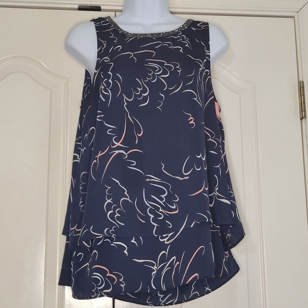 Juicy Couture Tank Top Sleeveless Scoop Neck Camisole Rhinestone Chiffon Medium‎